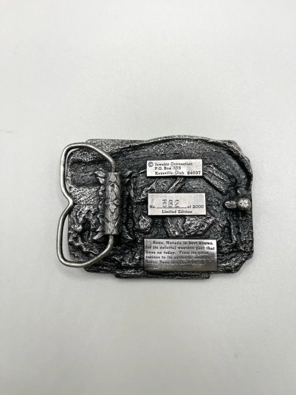Vintage Limited Edition Reno Nevada Casino Belt Buckle Pewter Western Cowboy